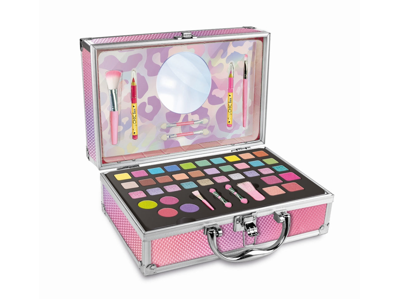 Valigetta Make Up giocattolo Crazy Chic: Il Set Completo per Giovani Make Up Artist, età consigliata: + 9 anni - Clementoni