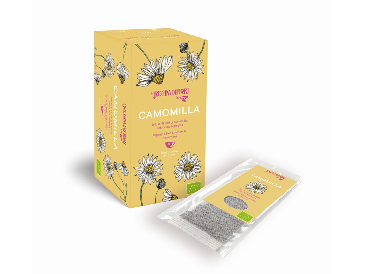 Tisana infuso di fiori di camomilla biologica - la confezione comprende 15 astucci da 3gr ciascuno