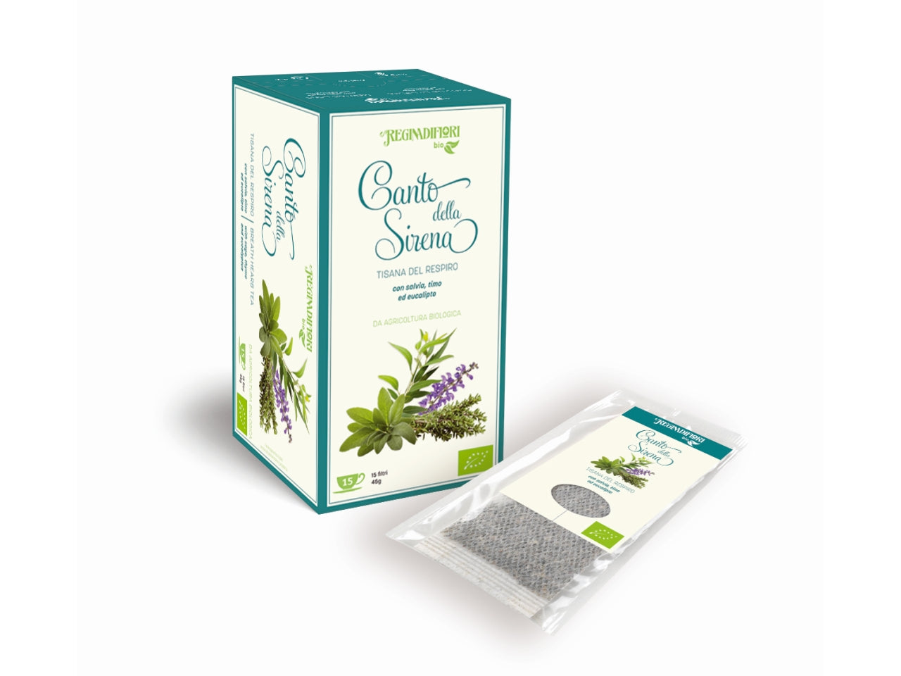 Tisana canto delle sirene - salvia, timo ed eucalipto - la confezione comprende 15 astucci da 3gr ciascuno