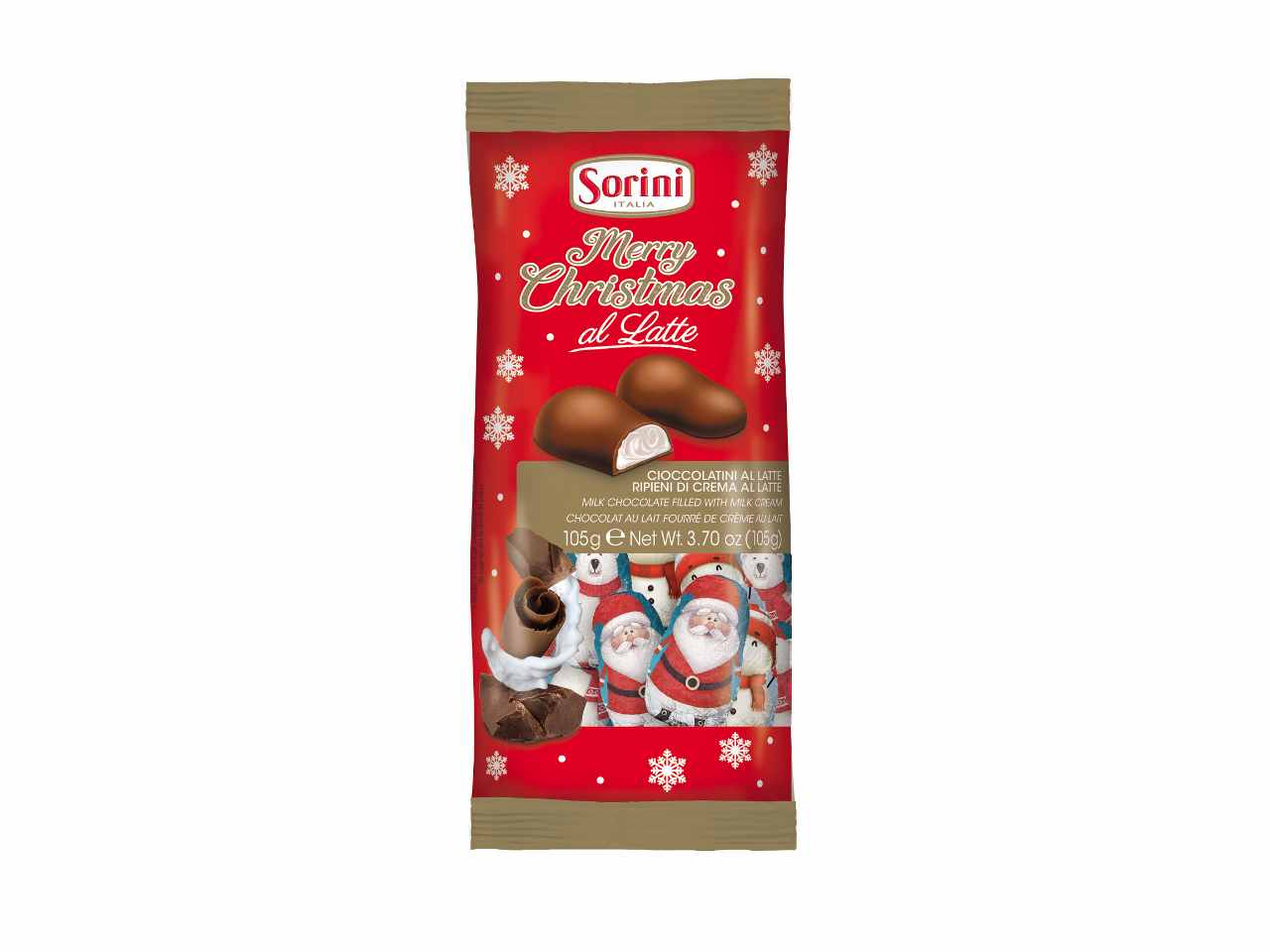 Merry christmas cioccolatini al latte 105gr con ripieno di crema al latte