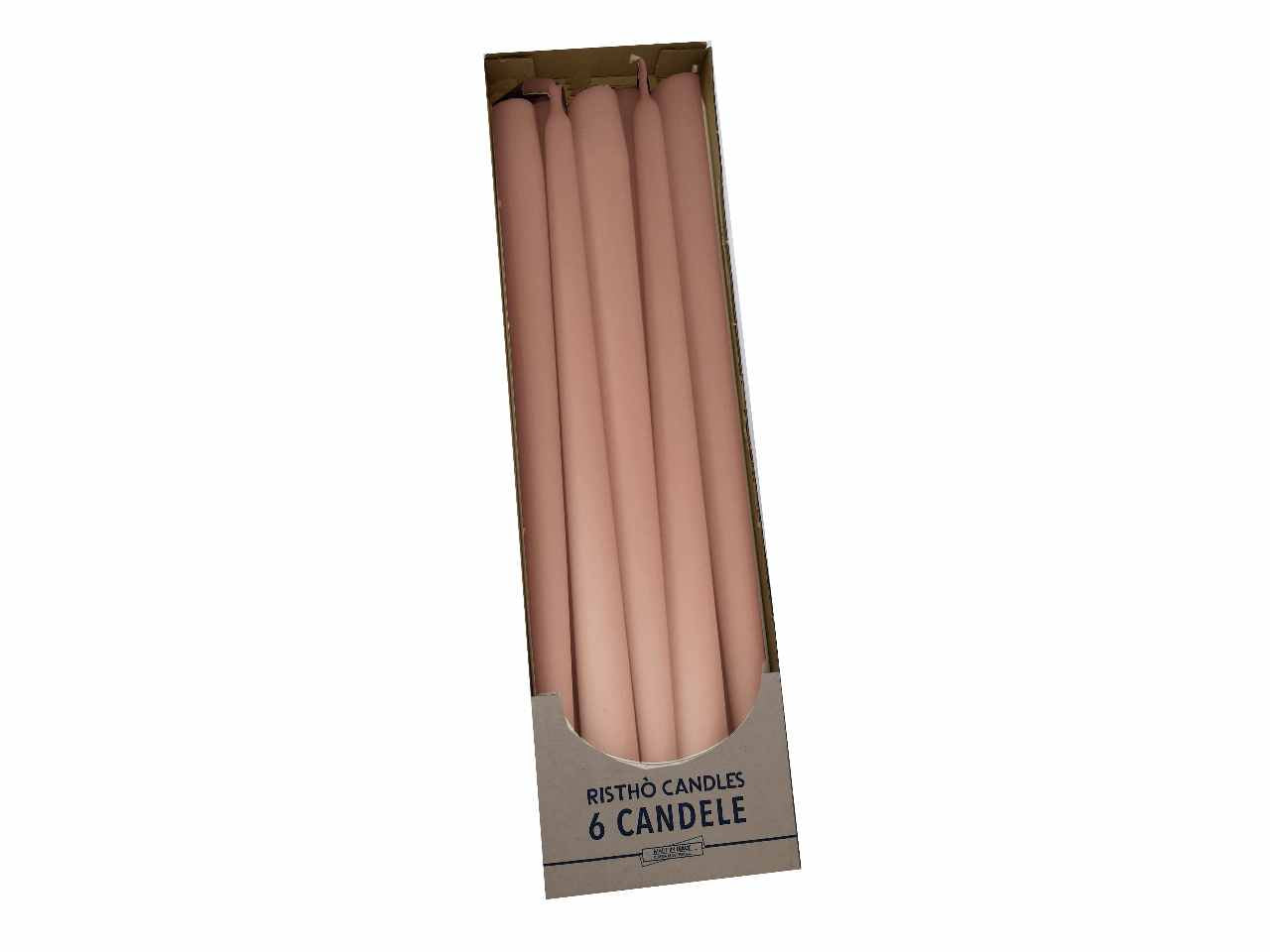 Candela conica 40cm 6 pezzi cipria