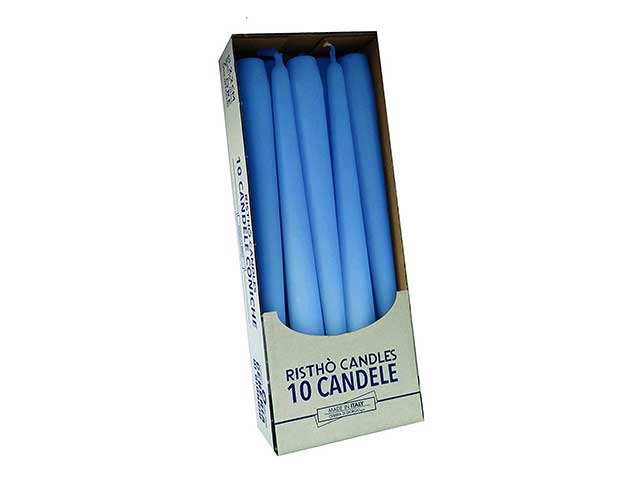 Candela conica 25 10pz celeste 56213.05