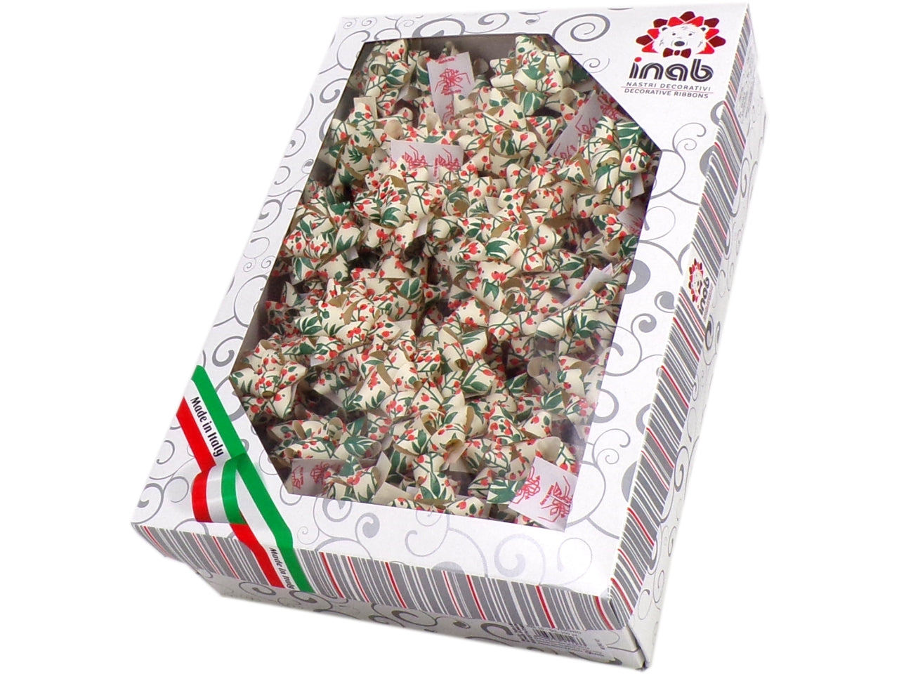 Coccarda con decoro vischio multicolor 10 mm, confezione da 100 pezzi - Inab