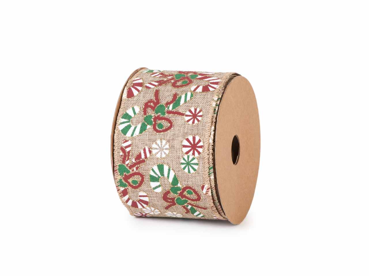 Nastro candy natalizio 63mmx10mt naturale