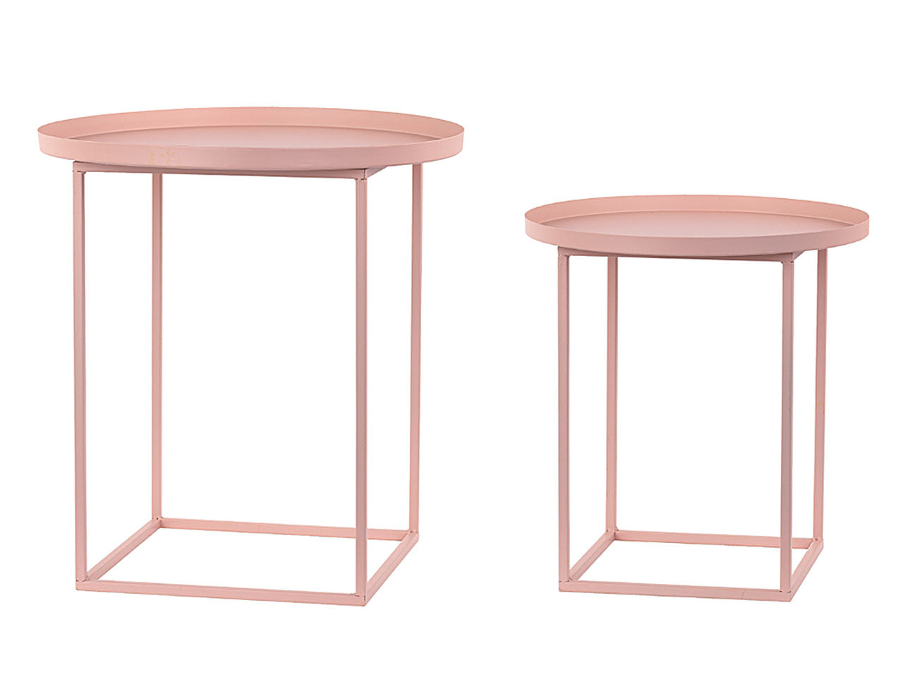 Tavolino metallo 2 pezzi rosa 29077