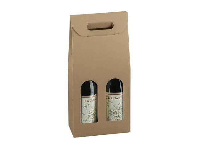 Scatola per 2 bottiglie 18x9x38,5cm linea avana