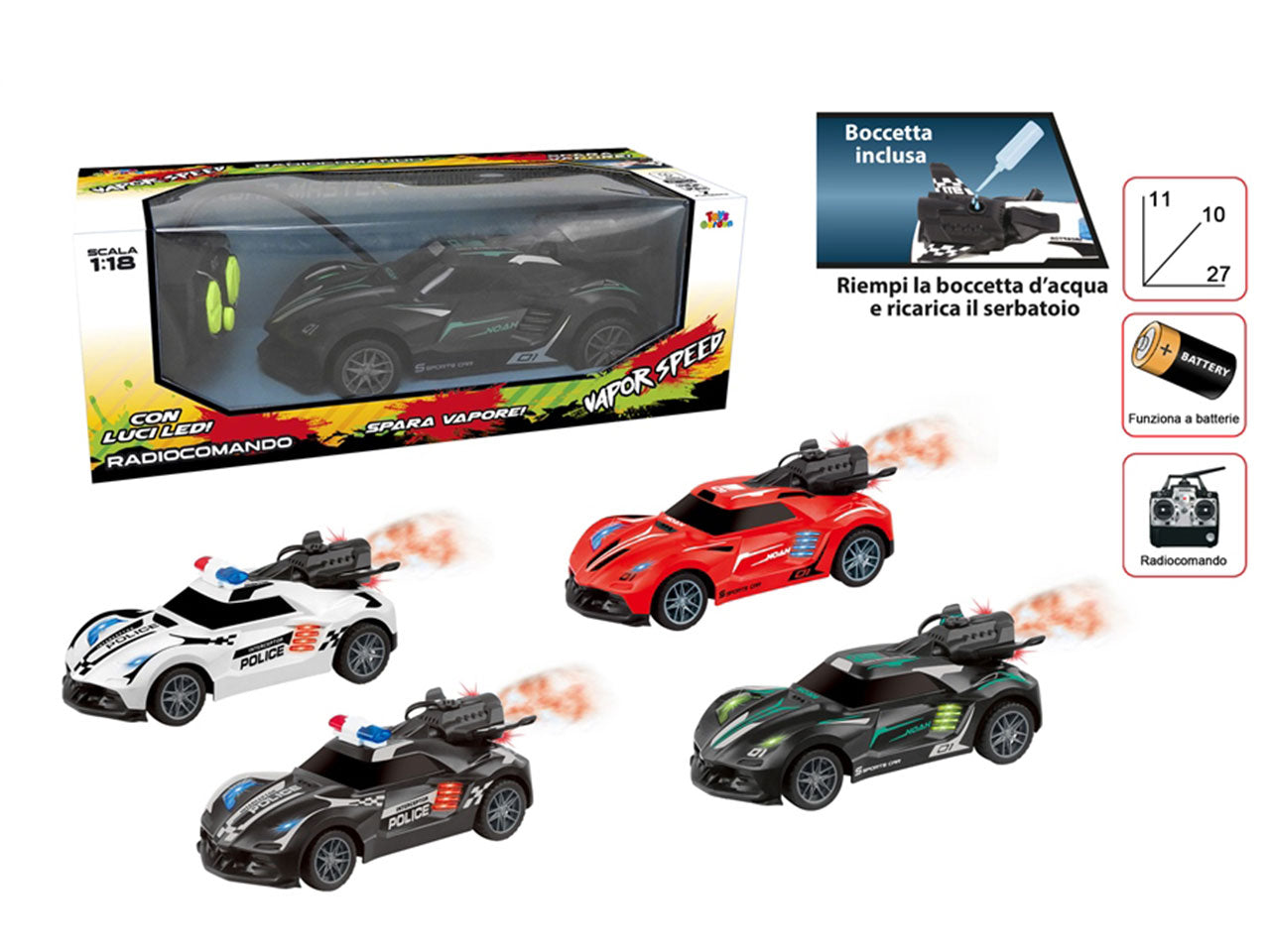 Auto scala 1:18 con radiocomando smoke race
