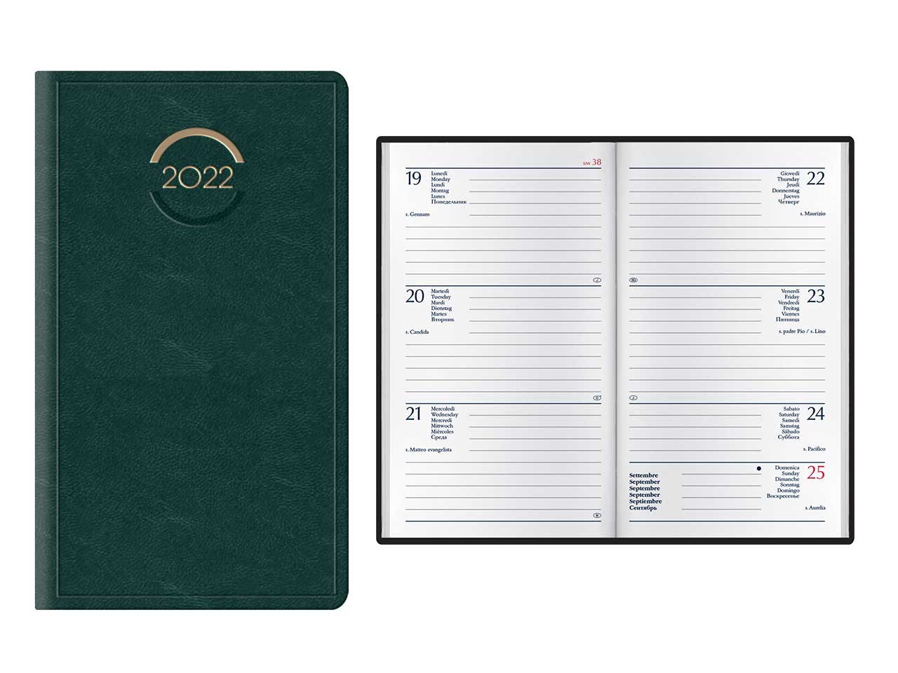 Agenda settimanale 8x14cm verde