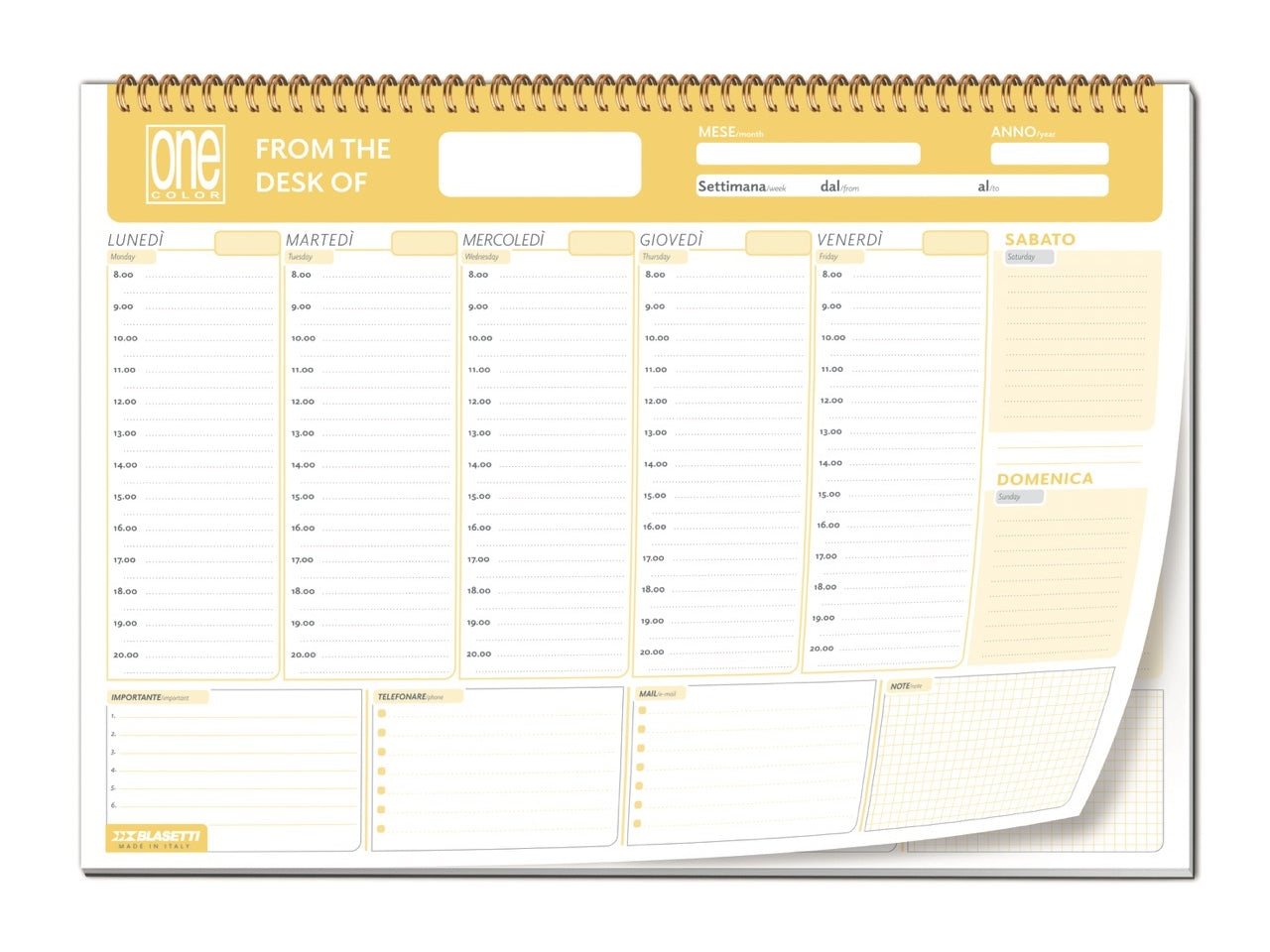 One color planner spiralato