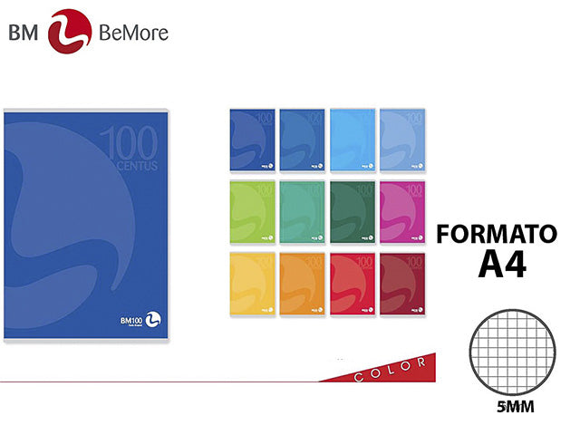 Quaderno a quadretti A4 rigatura 5mm 100gr misura 210x297mm 72 fogli colori assortiti - la confezione comprende 12 quaderni