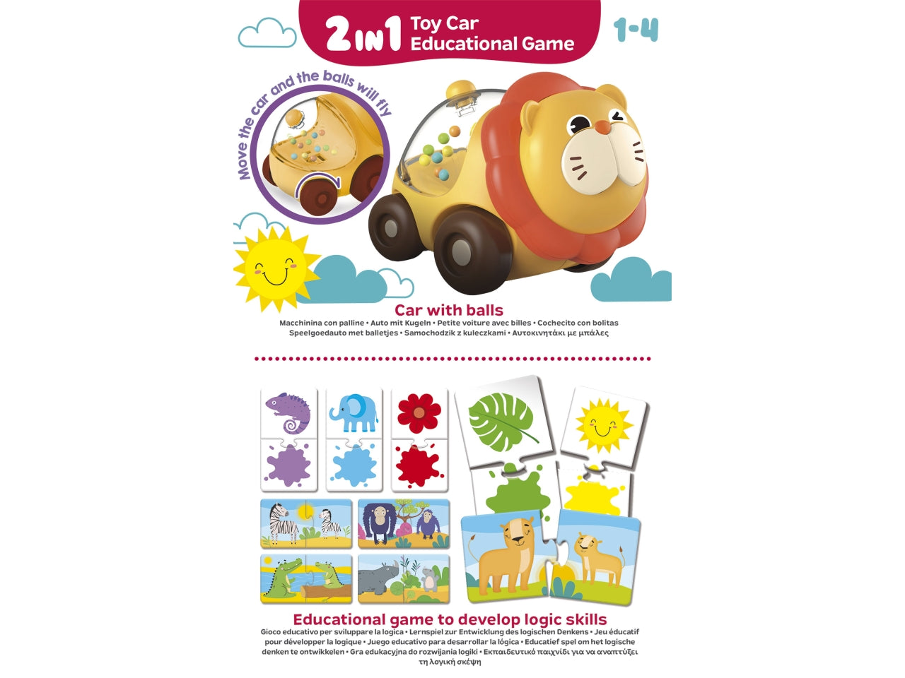 Carotina baby lion car & logic 2 in 1 macchinina e gioco educativo