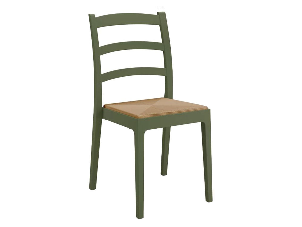 Sedia da esterno in plastica color verde oliva vintage Rea 51x46x88 cm - Areta