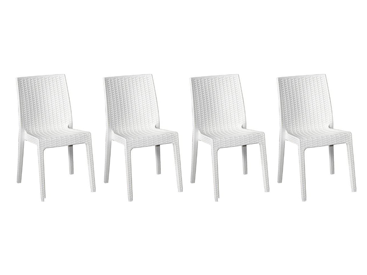 Sedia selene simil rattan set da 4 pezzi colore bianco