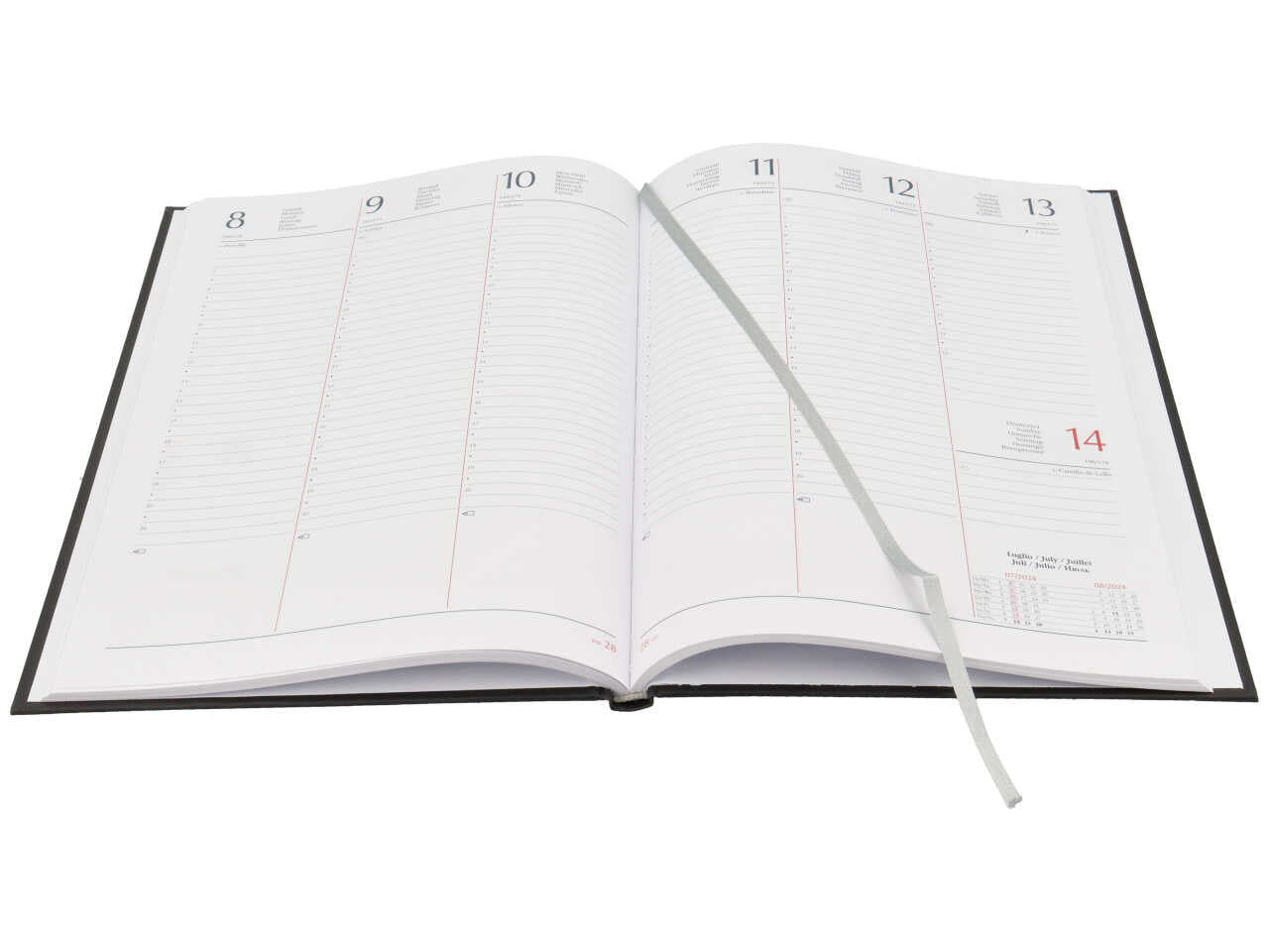 Agenda settimanale 2024 formato 17x24cm nera con blocco fisso