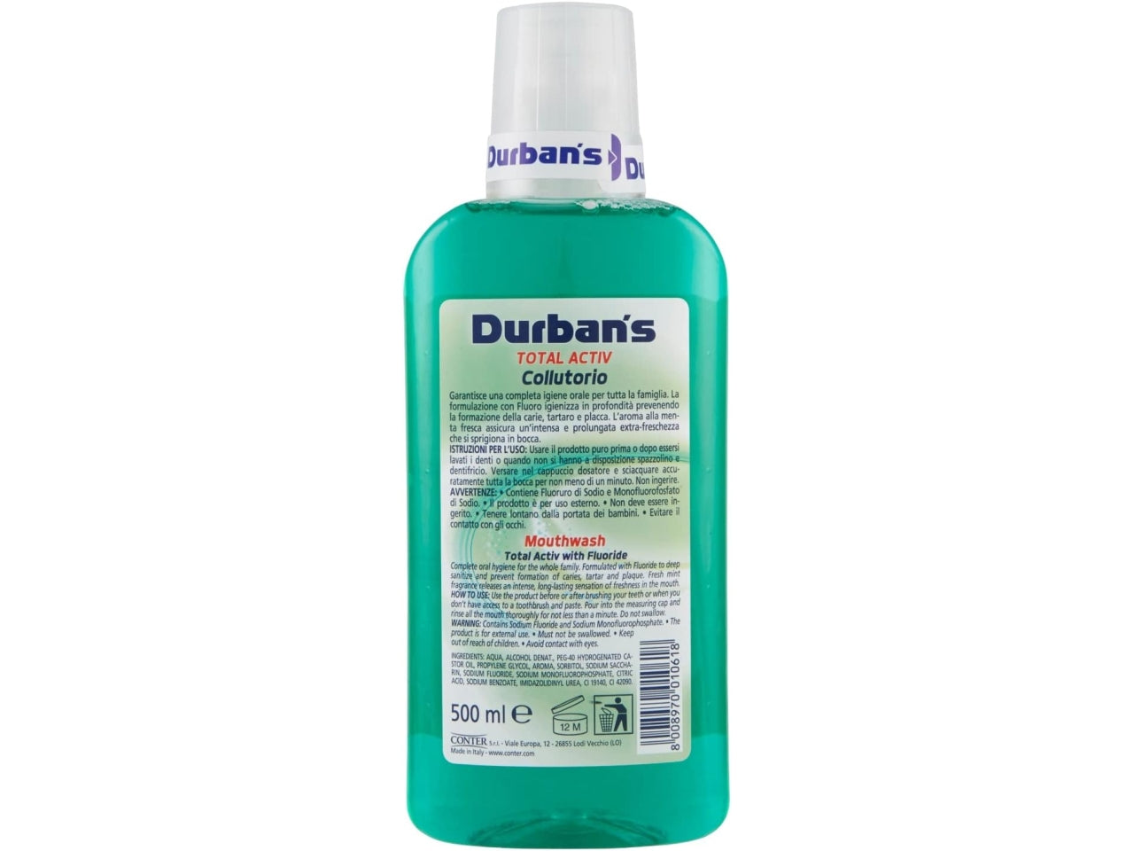 Colluttorio Durban's Total Active Menta Fresca Protezione Completa per la Bocca 500ml $