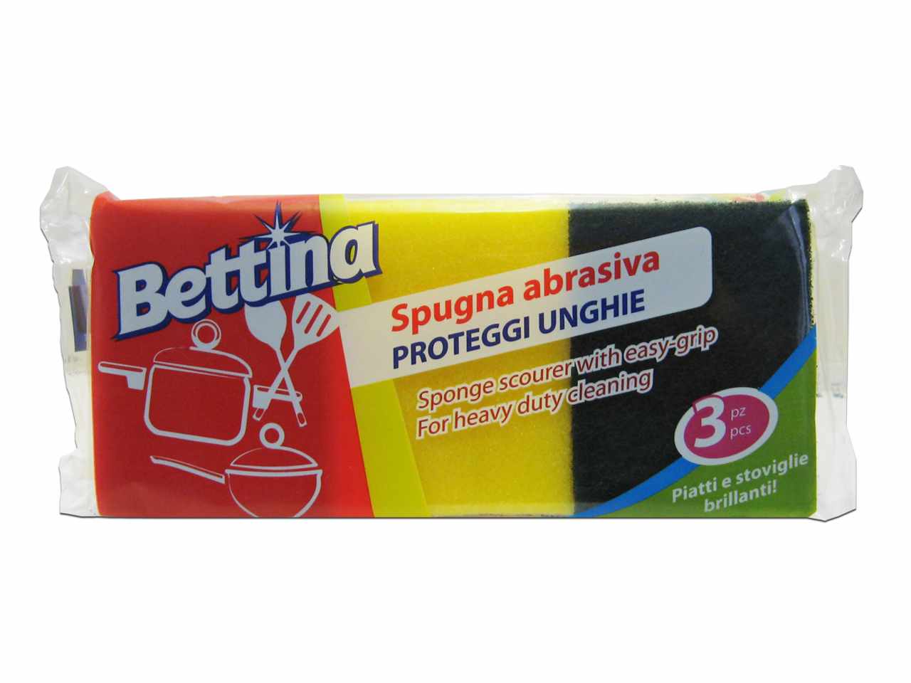 Bettina spugna abrasiva proteggi unghie 3 pezzi gialla con supporto verde