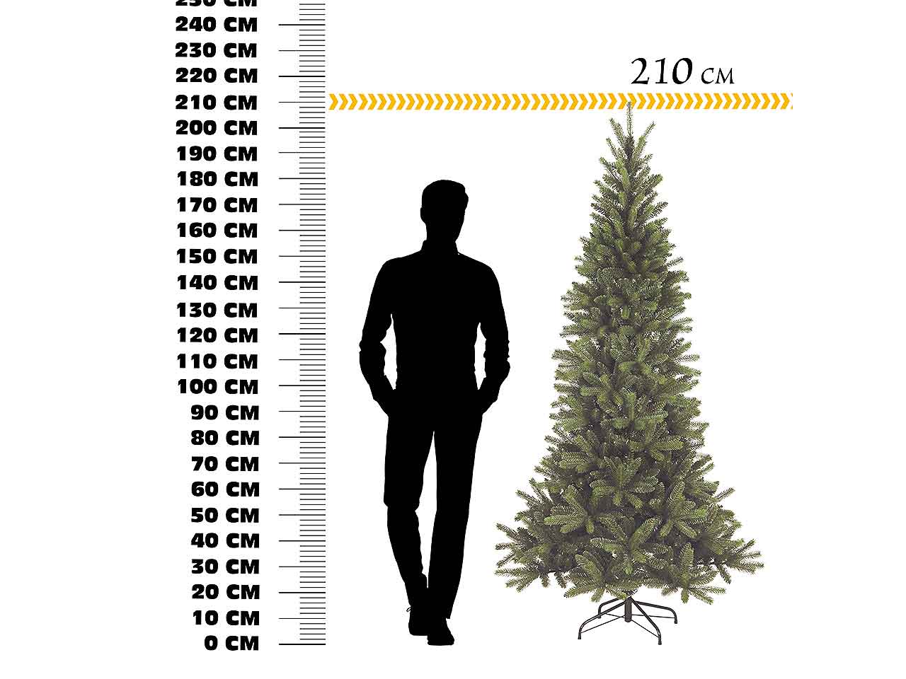 Albero di natale montecarlo 210cm pe+pvc d.111cm 948 rami montaggio ad ombrello pe/pvc