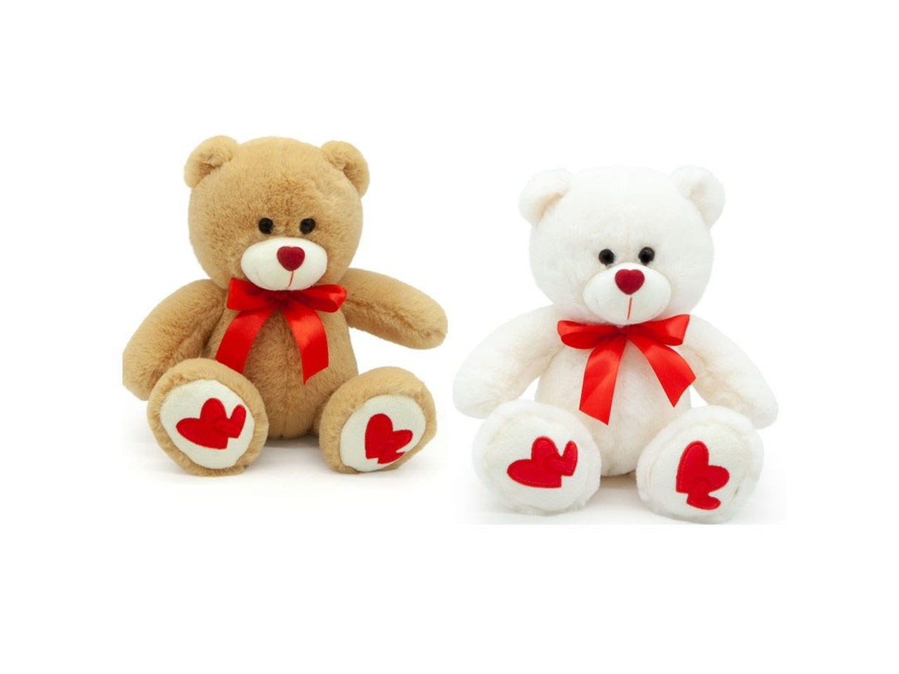 Peluche orso 30cm con fiocco e ricamo zampa