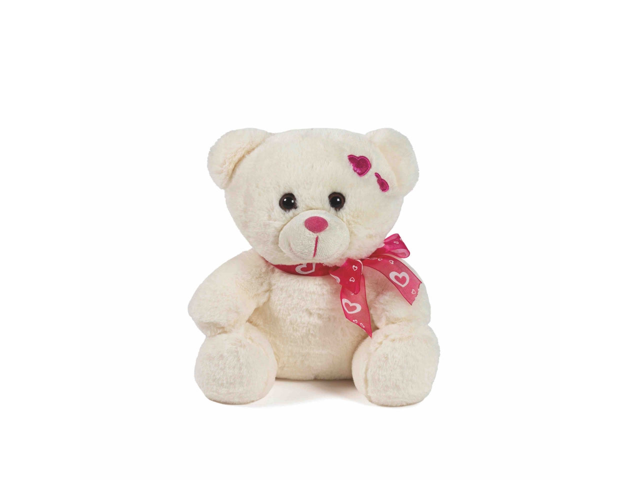 Peluche orso 23cm con fiocco + ricamo cuore