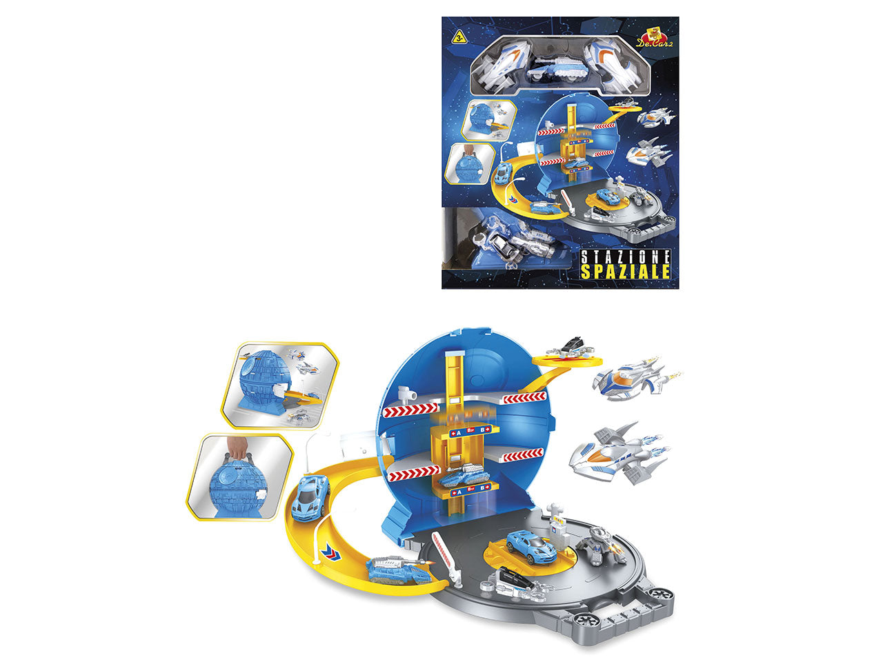 Stazione spaziale in valigetta con 5 navi 27xh.31cm