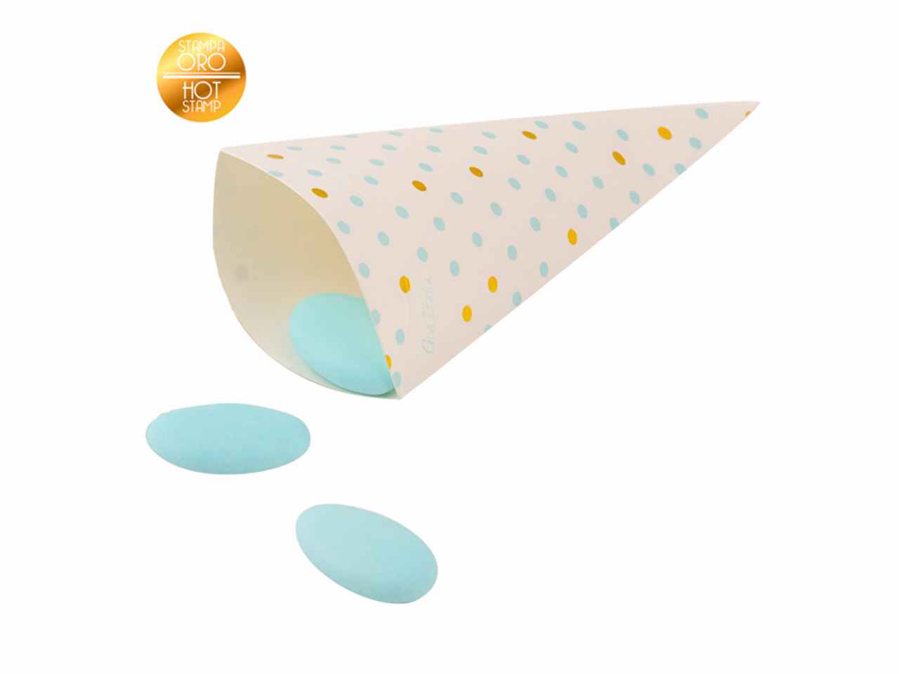 Coni carta 10 pezzi azz.c/stampa oro 8x17cm 25225