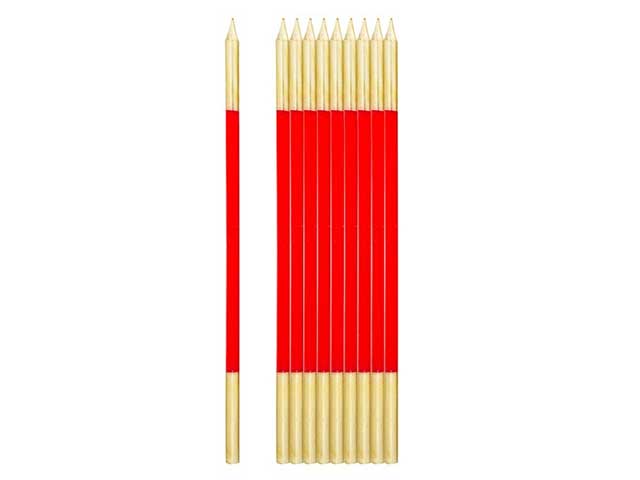 Candelina+sup.rosso/oro 10 pezzi15,5cm50593