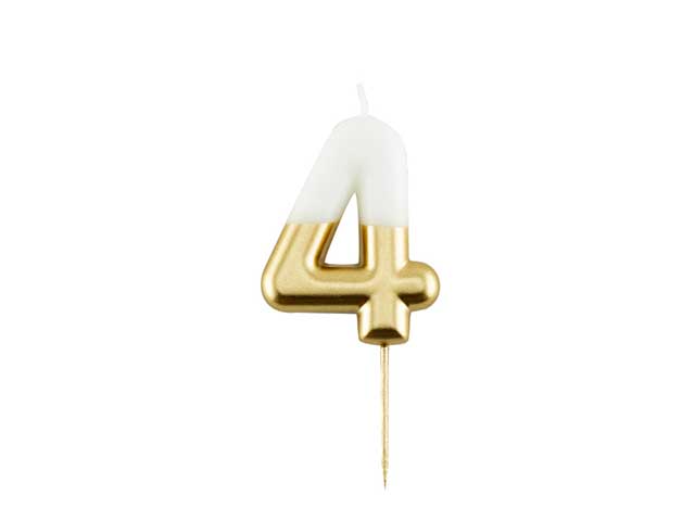 Candelina n.4 10,5cm bianco/oro 50644