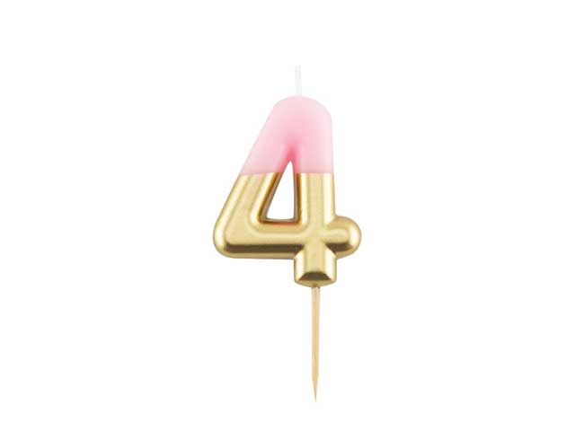 Candelina n.4 10,5cm rosa/oro 50664