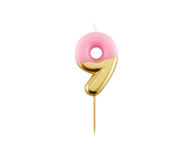Candelina n.9 10,5cm rosa/oro 50669
