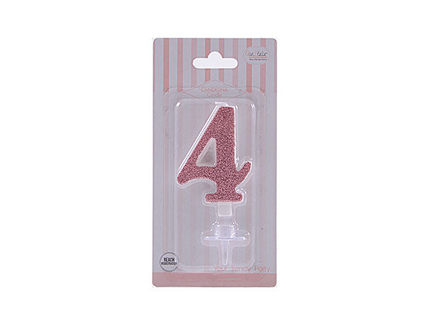 Candelina glitter n.4 9,5cm rose gold 50764