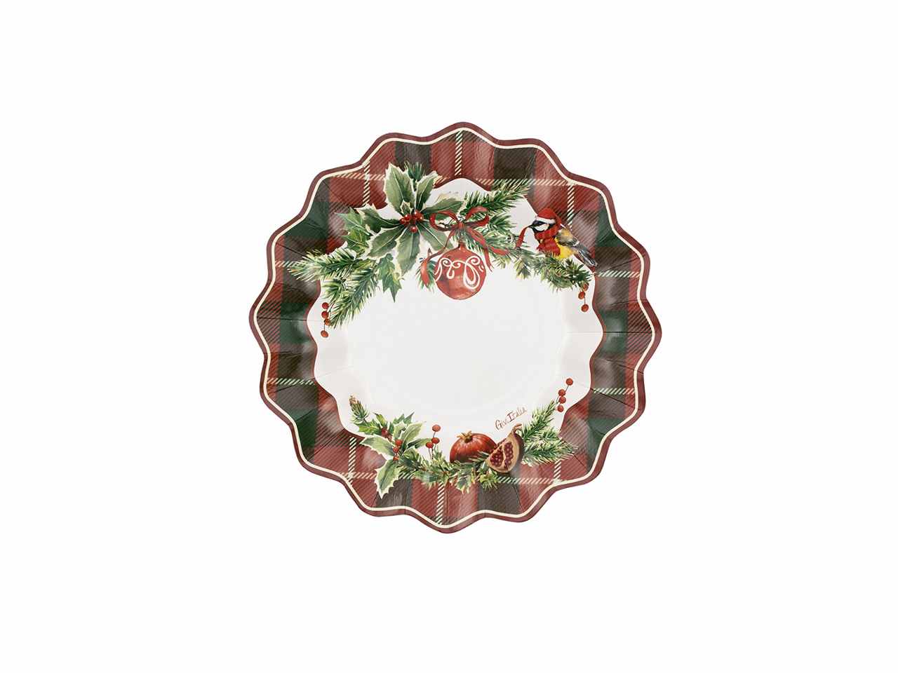 Piatti new shape cm.21 tartan christmas 8 pezzi