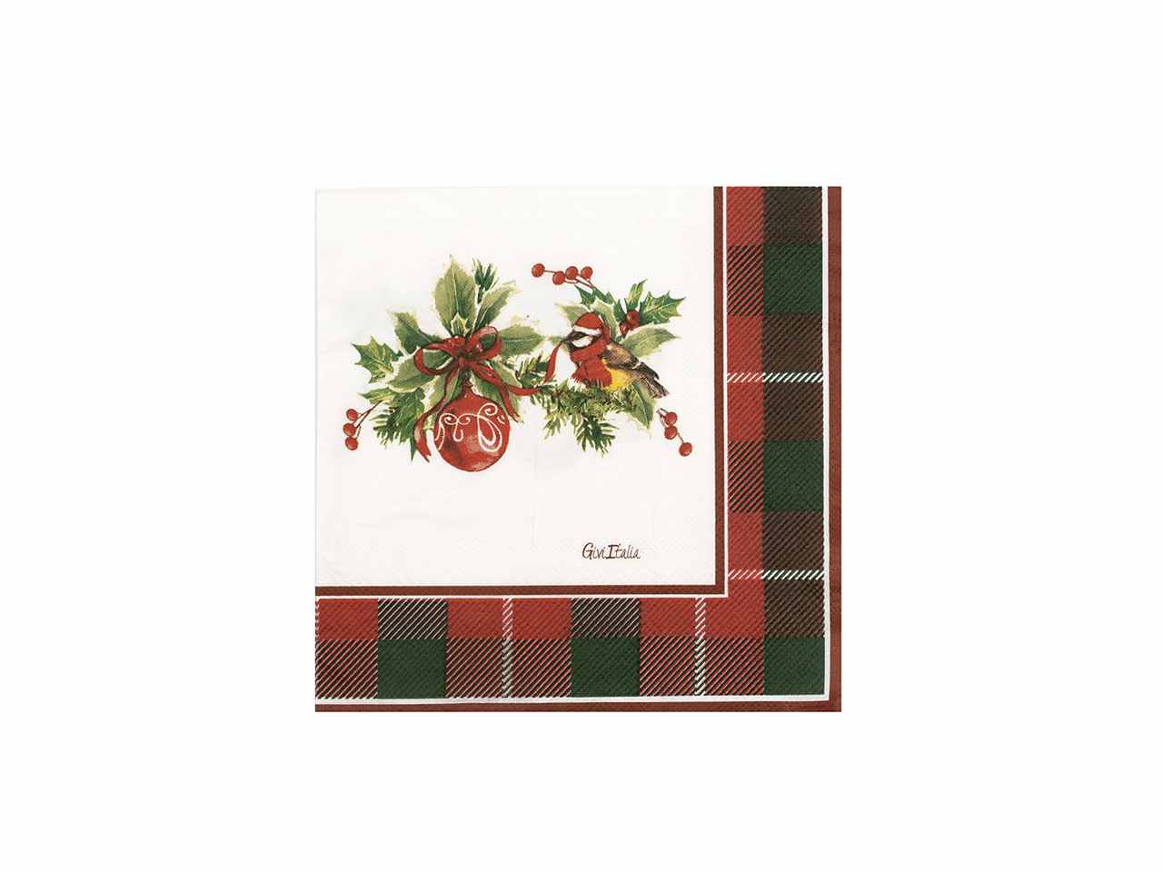 Tovaglioli 3 veli cm.33x33 tartan christmas 16 pezzi