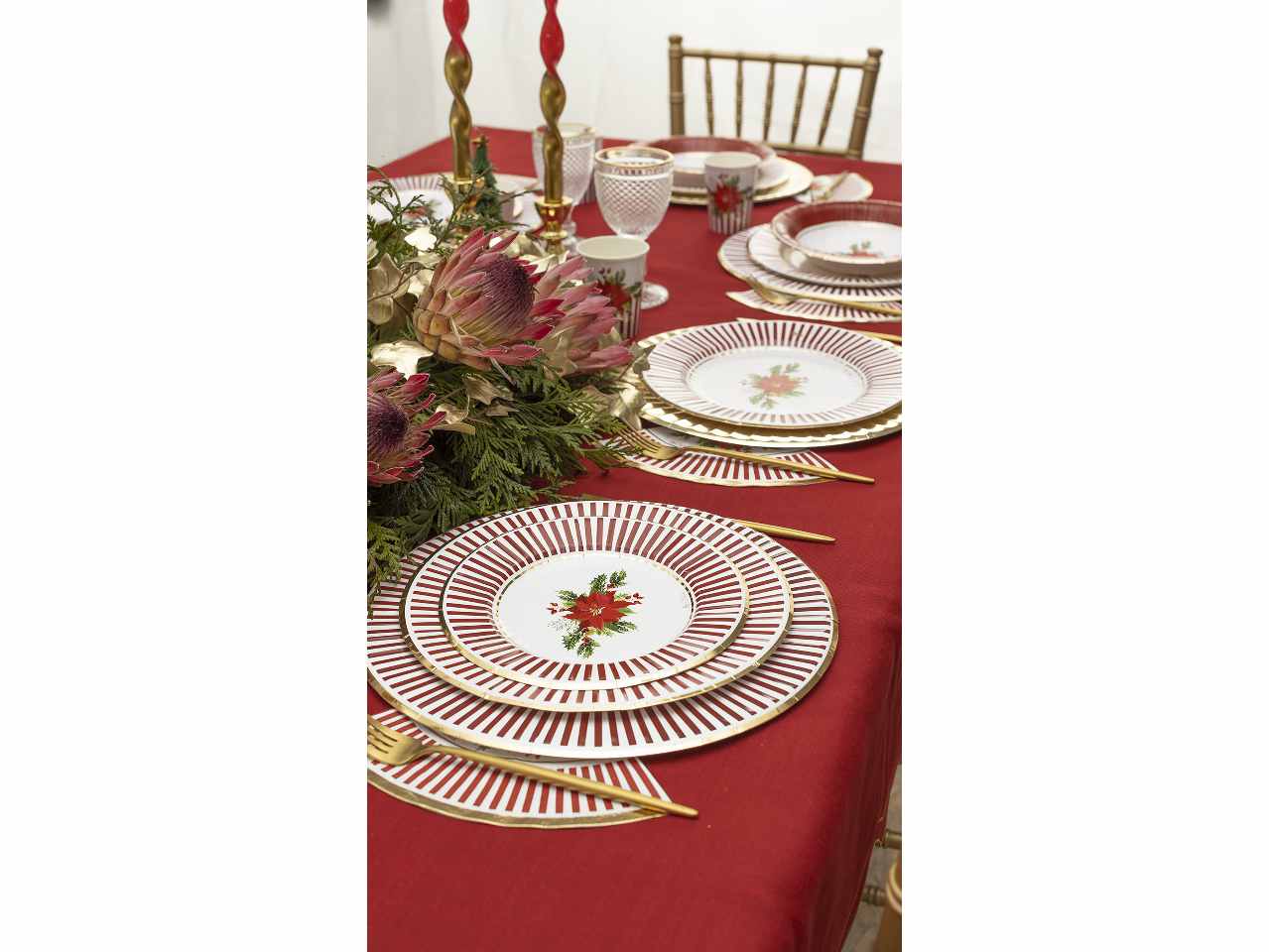 Piatti cm 21 christmas flower 8 pezzi