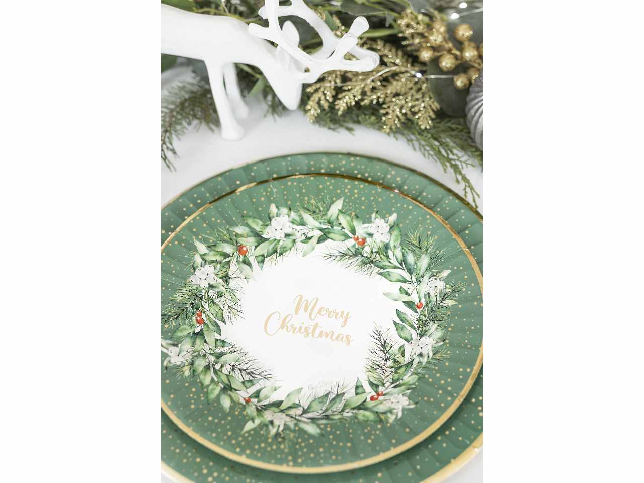 Piatti round cm27 christmas ghirlanda 8 pezzi