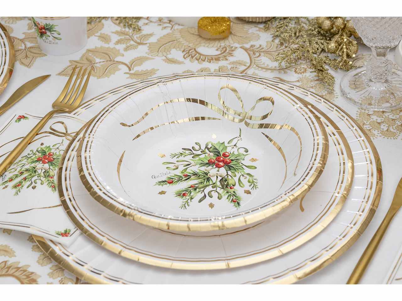 Piatti 8 pezzi cm21 merry gold christmas