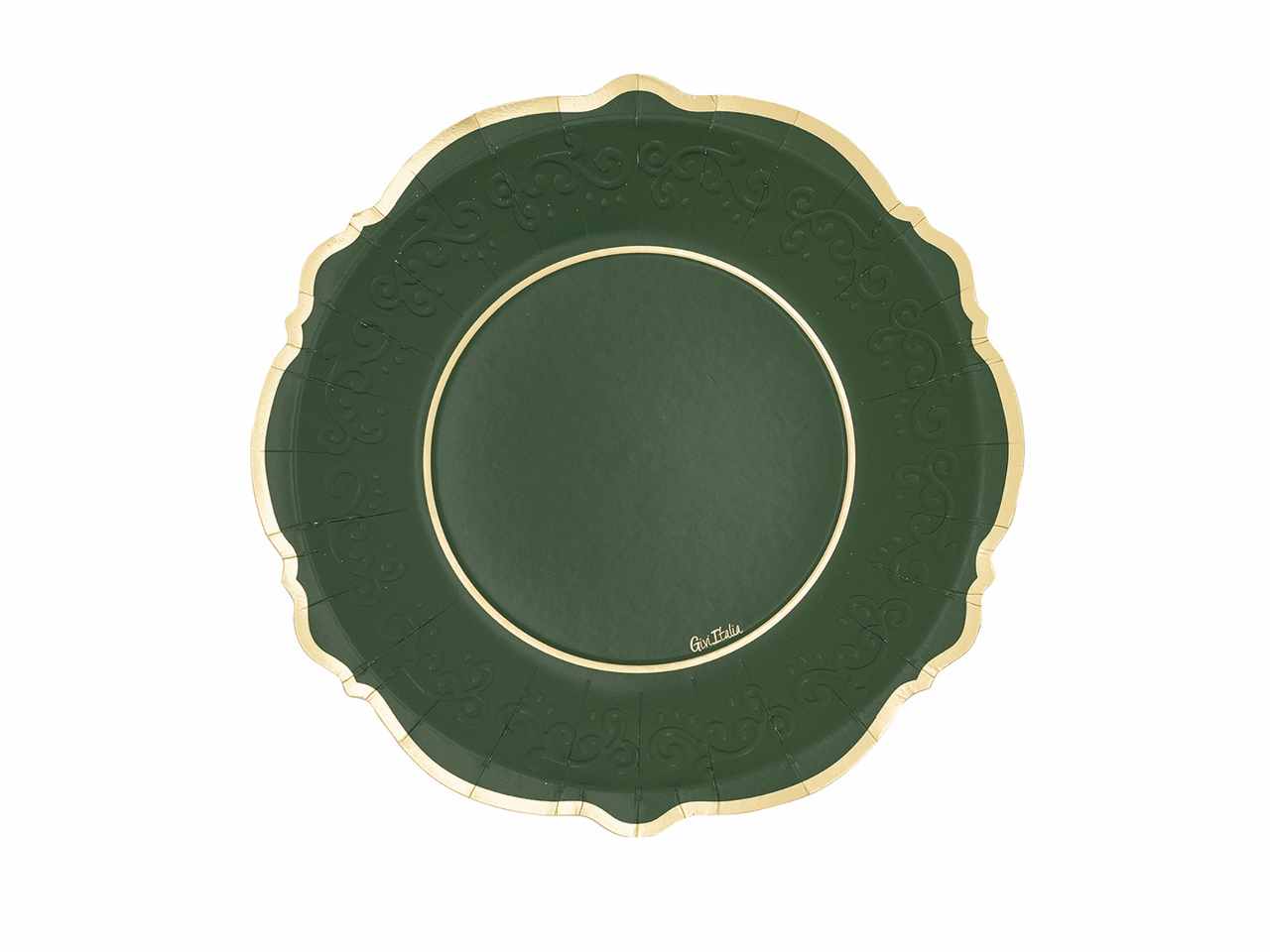 Piatti solid liberty cm.27 verde e oro 8 pezzi