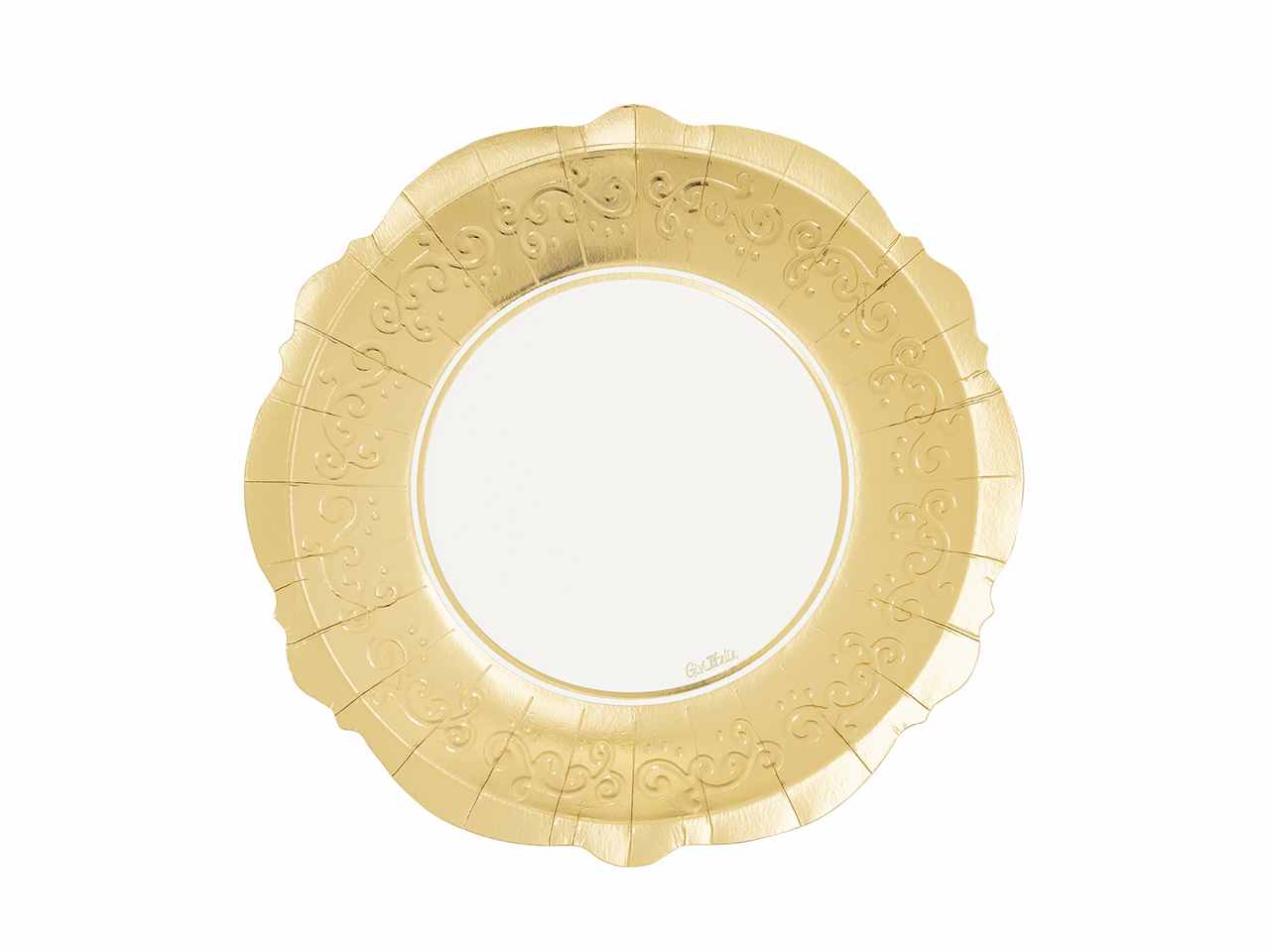 Piatti solid liberty cm.27 oro e bianco 8 pezzi