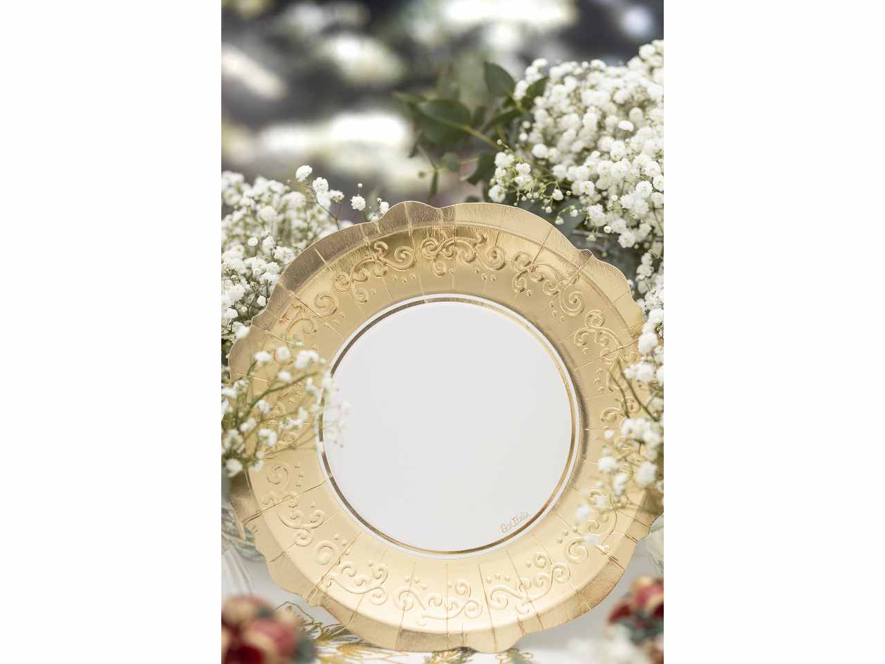Piatti solid liberty cm.27 oro e bianco 8 pezzi