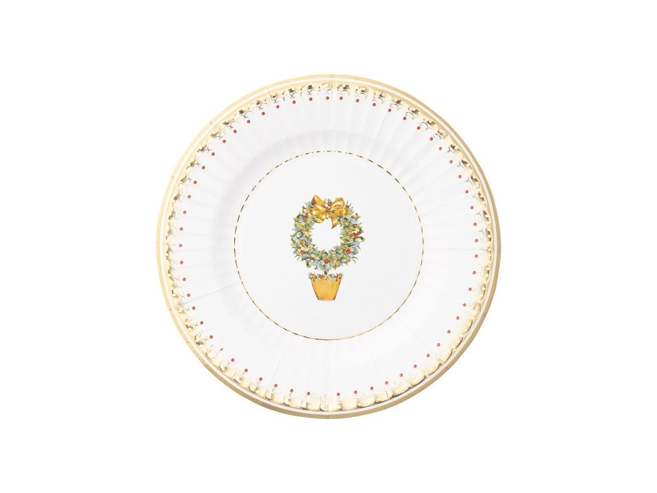 Piatti di carta natalizi compostabile bianco e dorato 21 cm, confezione da 8 piatti - Givi Italia