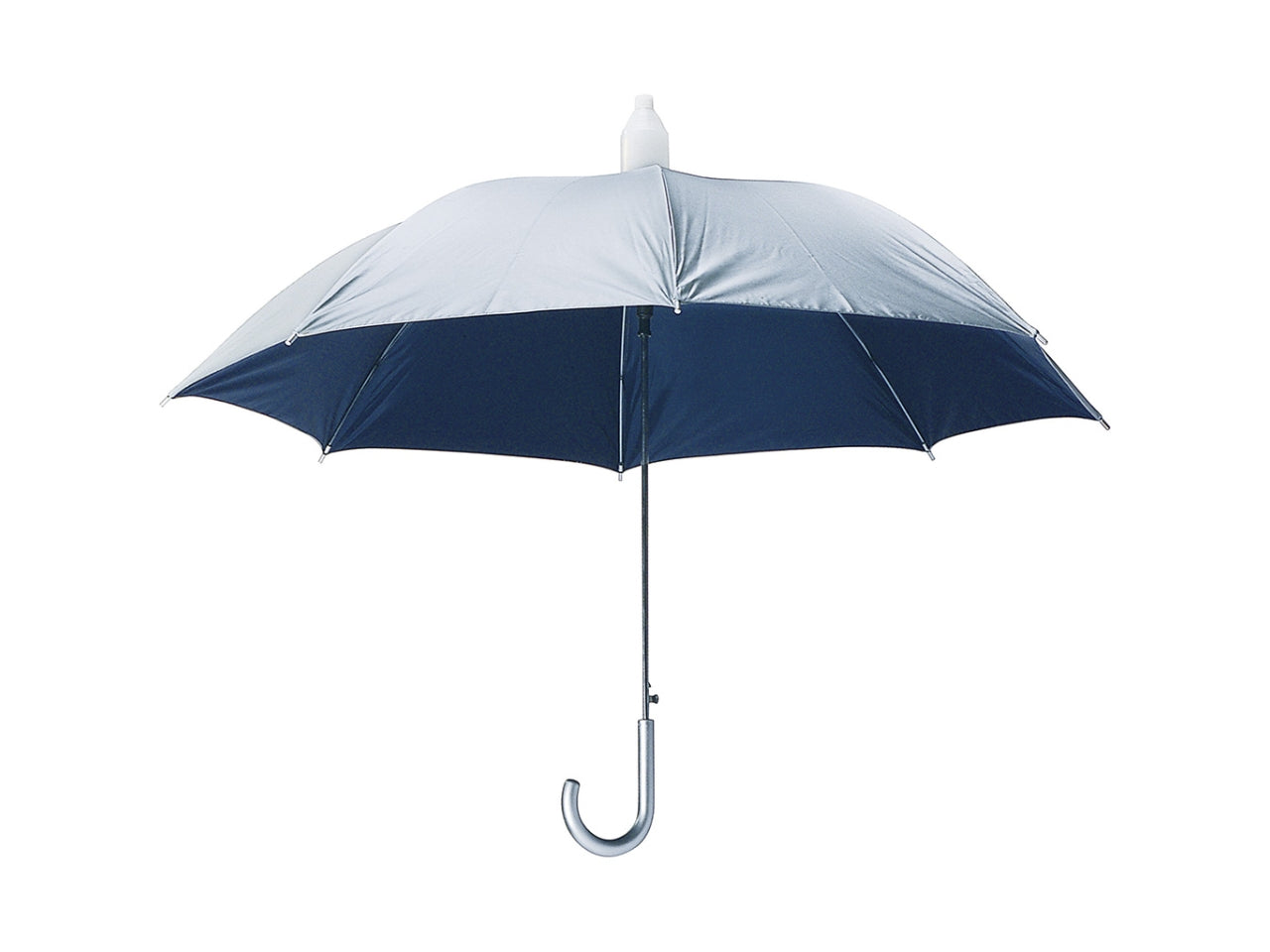 Ombrello automatico salvagoccia misura 85cm in pliestere colore grigio esterno navy interno