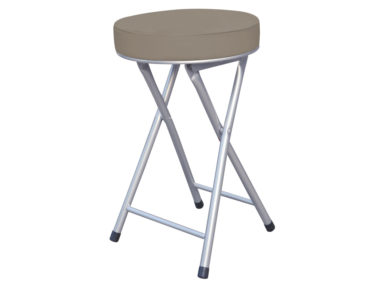 Sgabello pieghevole in metallo e similpelle grigio scuro, 30xh.50 cm - Casa Collection