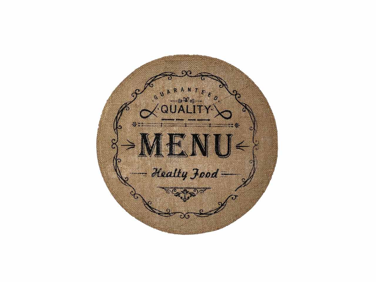 Tovaglietta menu 38cm in juta naturale con scritta nera