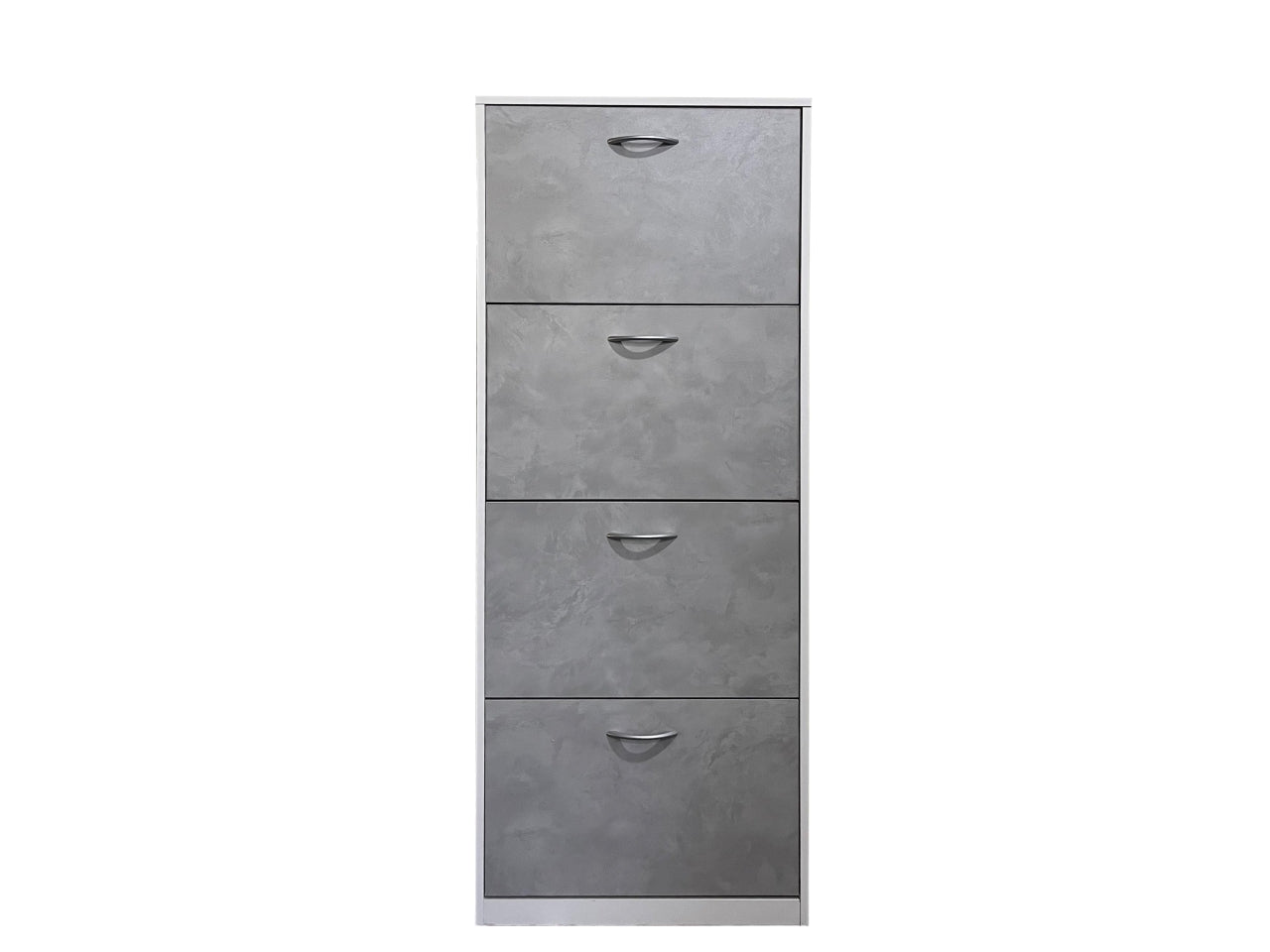 Scarpiera 4 ante ribaltabili moderno mdf melamina bianco e cemento 60x24x115 cm - Casa Collection