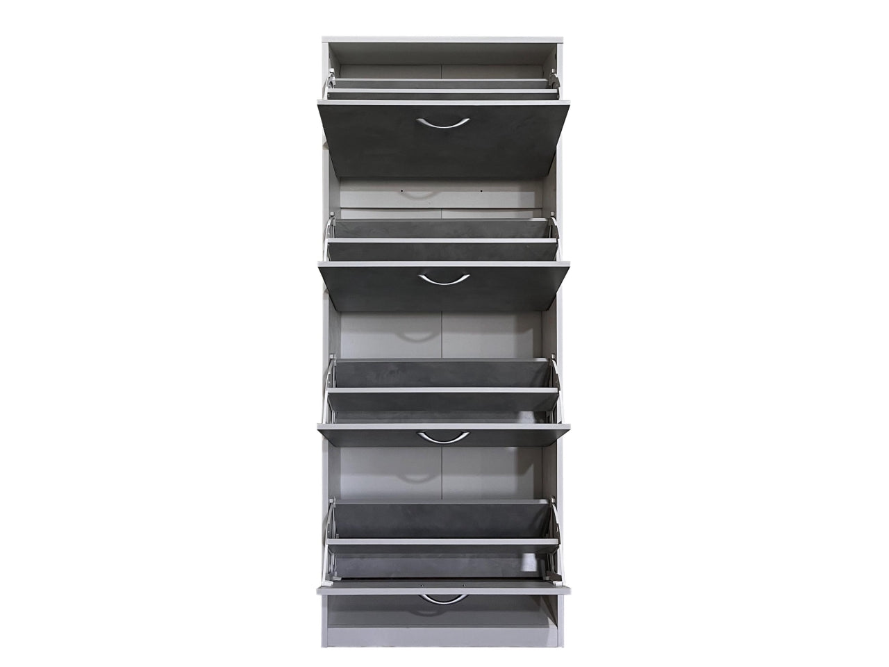 Scarpiera 4 ante ribaltabili moderno mdf melamina bianco e cemento 60x24x115 cm - Casa Collection