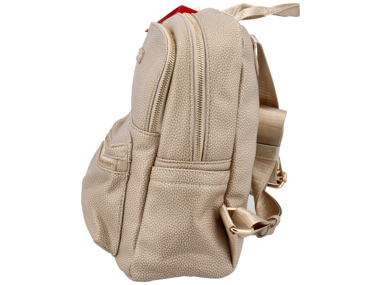 Zaino donna blu Naj Oleari in similpelle color sabbia con 2 zip - 28x23x12cm