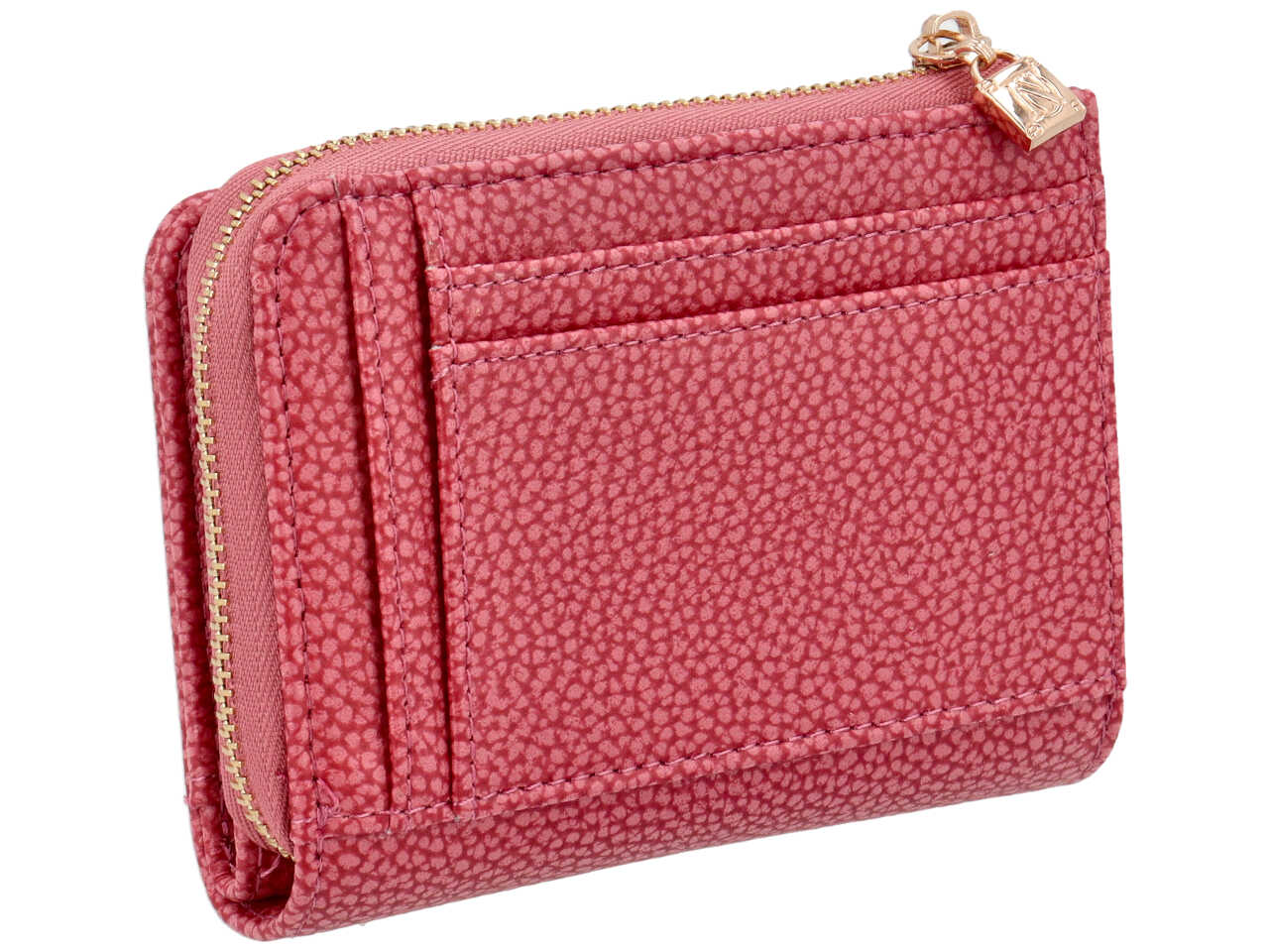 Portafoglio da donna in similpelle effetto martellato fuxia, 9x12x3 cm - Naj Oleari