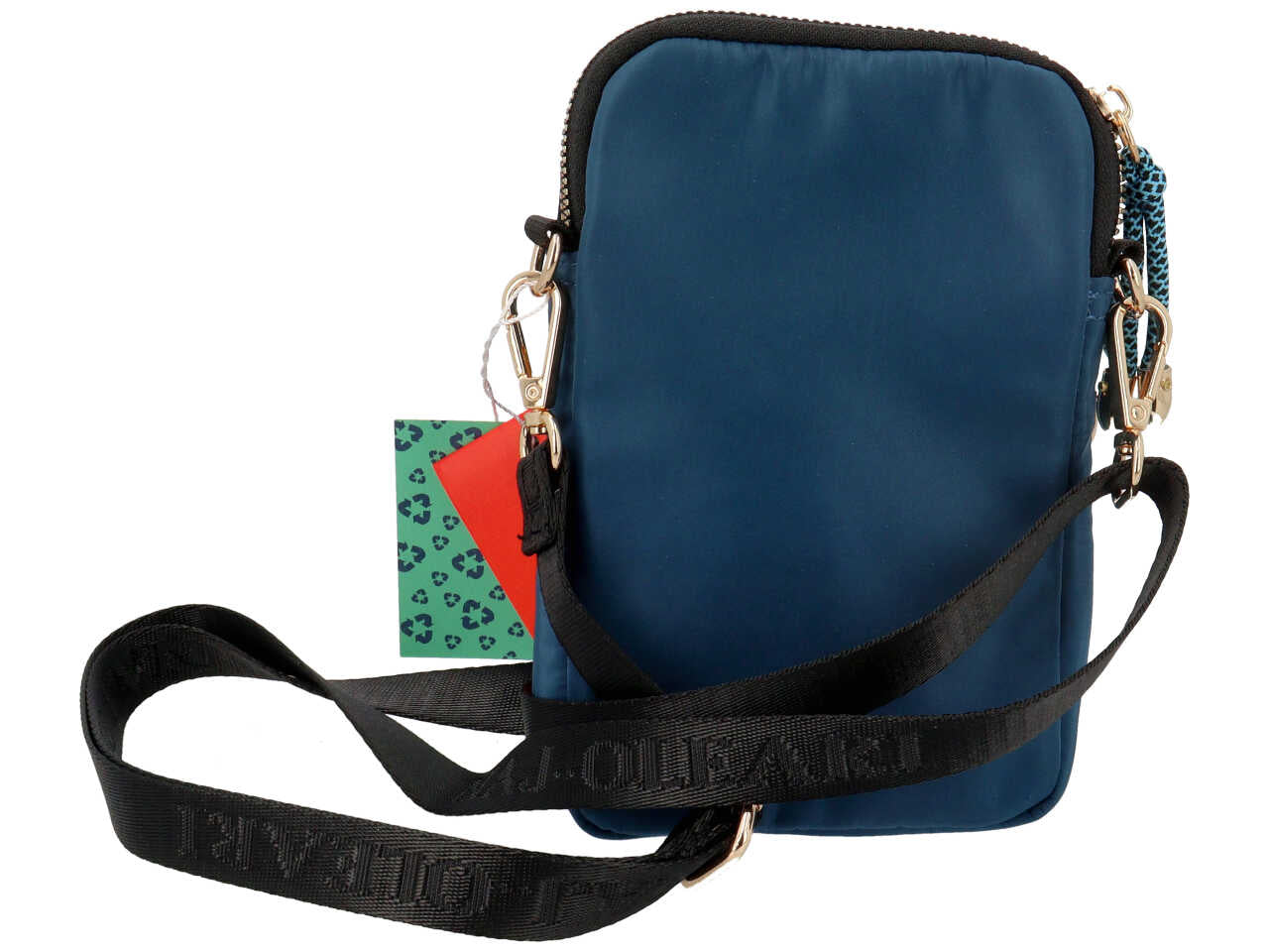 Tracollina da donna blu in tessuto con cinghia sganciabile, 18x12x3,5 cm - Naj Oleari