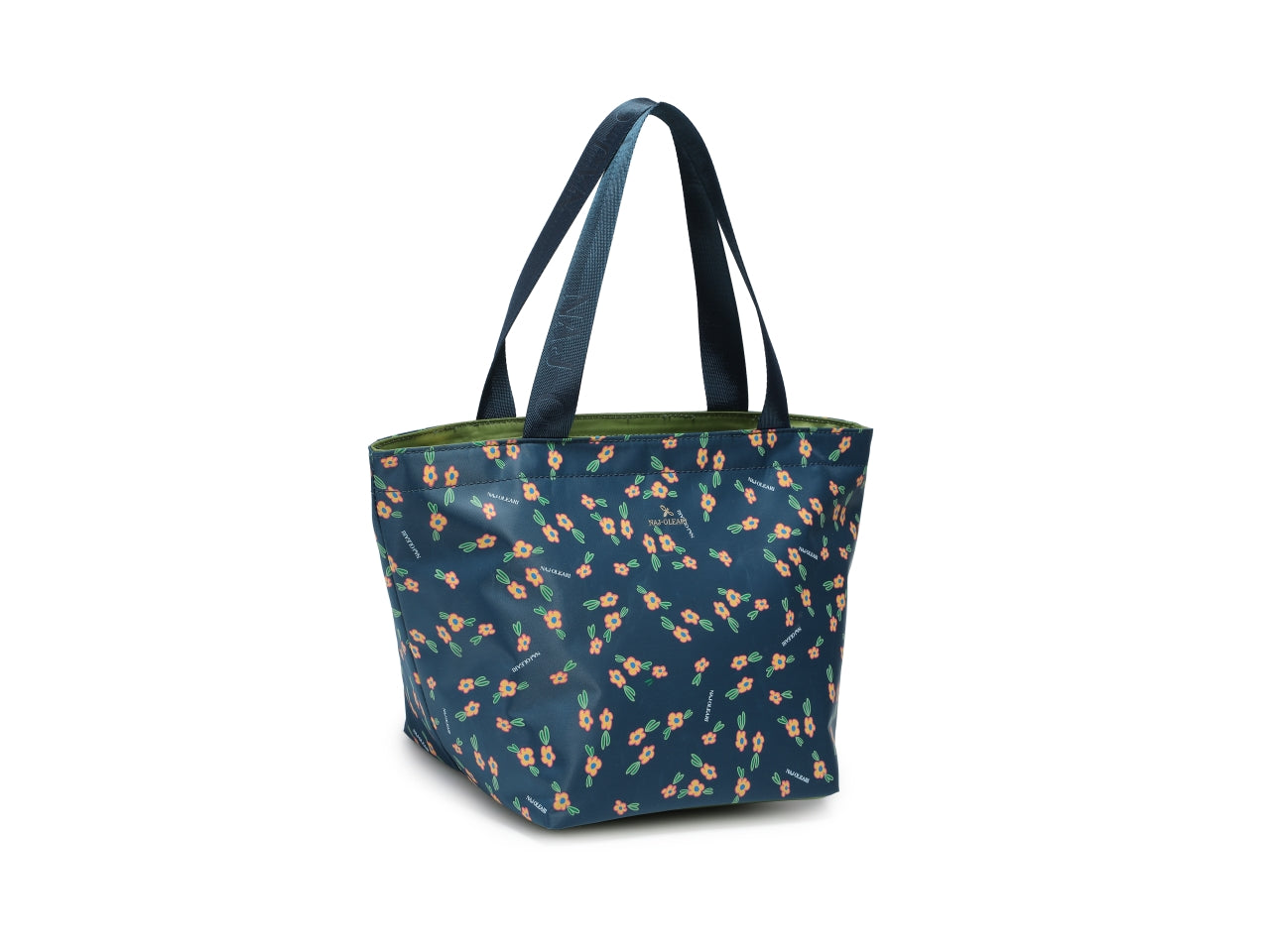 Borsa a mano Naj Oleari da donna in poliestere blu ottanio con fantasia floreale 41x24x22 cm