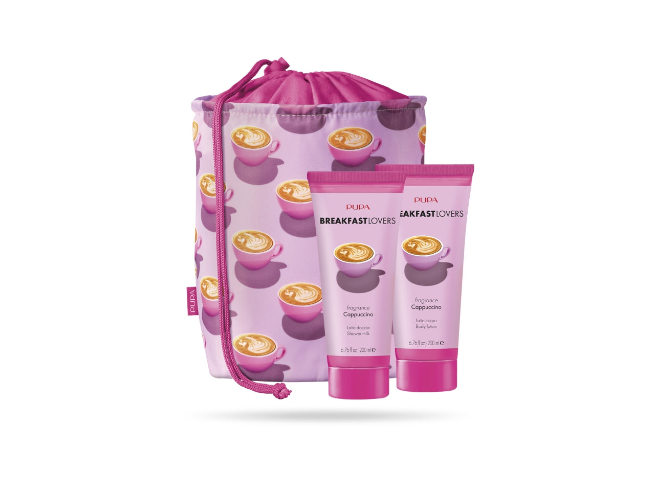 Pupa breakfast lovers kit 1 con latte doccia e latte corpo 200ml fragranza cappuccino