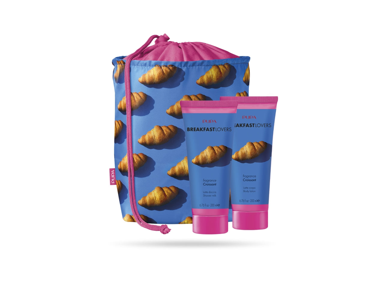 Pupa breakfast lovers kit 1 con latte doccia e latte corpo 200ml fragranza croissant